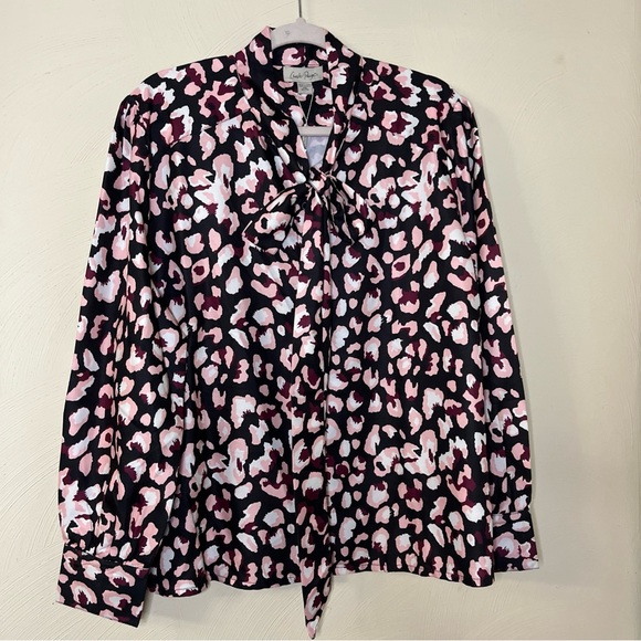 Charlie Paige Tops - Charlie Paige Pink‎ and Black Animal Print Blouse
